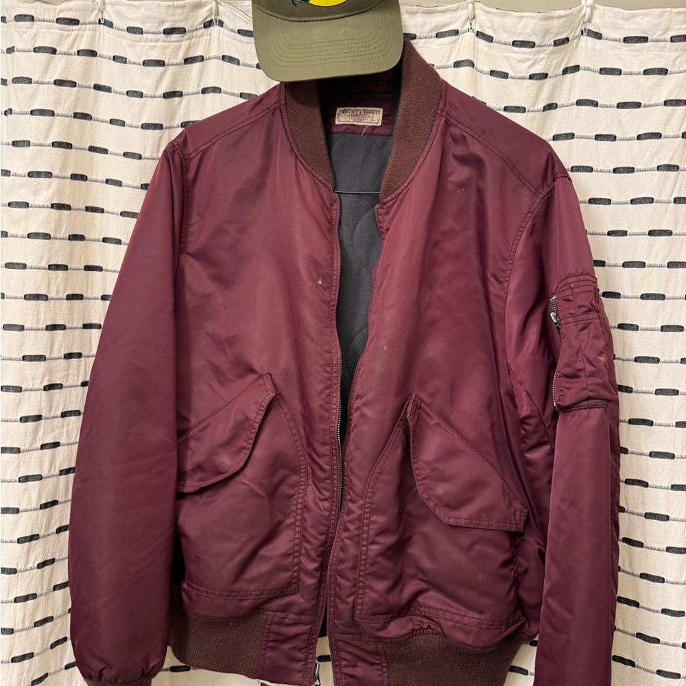 Men's Maroon Bomber Jacket